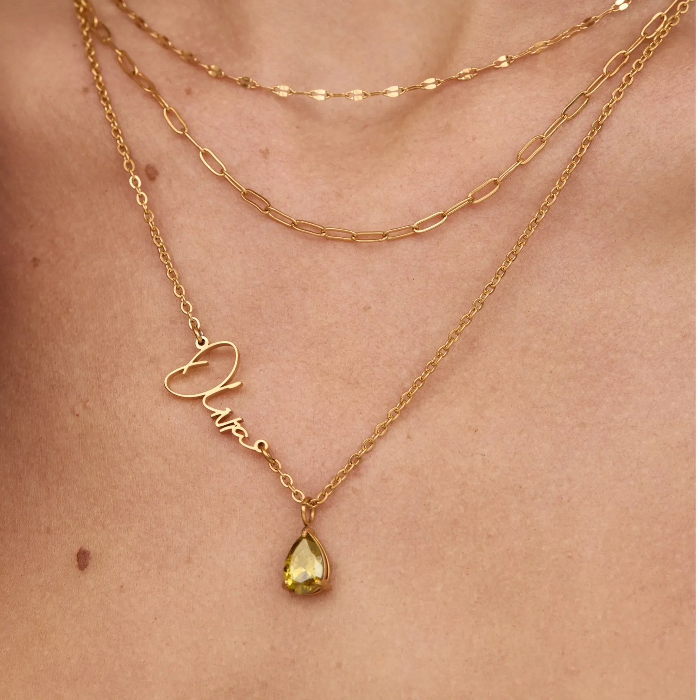 Signature Name and Birthstone Necklace