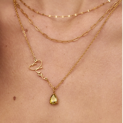 Signature Name and Birthstone Necklace