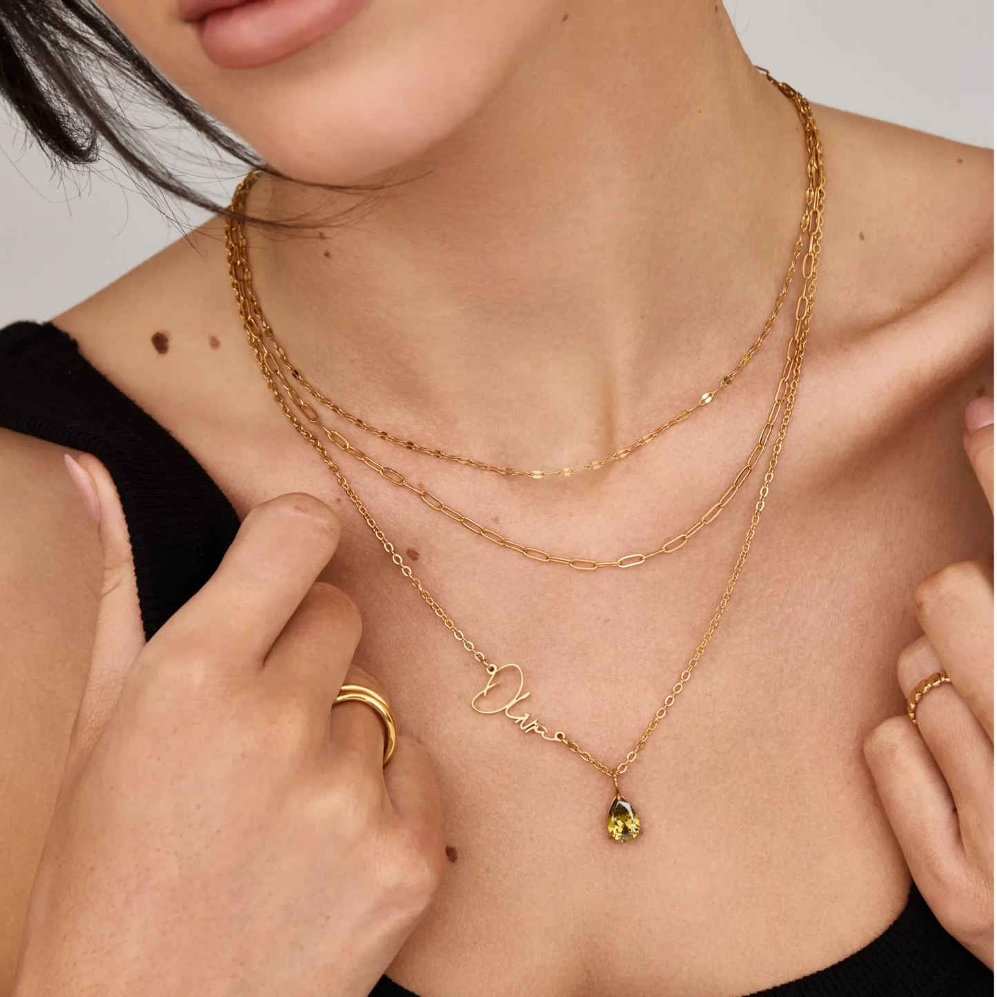 Signature Name and Birthstone Necklace